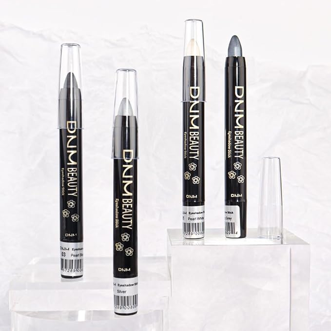 evpct Dazzling Grey Shimmer Cream Eye Shadow Brightener Sticks Set for Eyes, Grey Shimmery Matte Pencil Eye shadow Applicator Stick Pen Palette Makeup Waterproof sombras en crema para ojos 02#