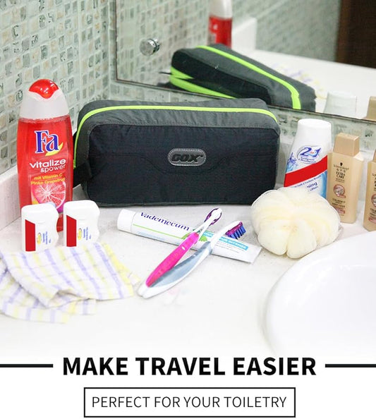 GOX Travel Toiletry Bag,Dopp Kit Case,Ultra-Light Cosmetics Bag Makeup Organizer(Black)