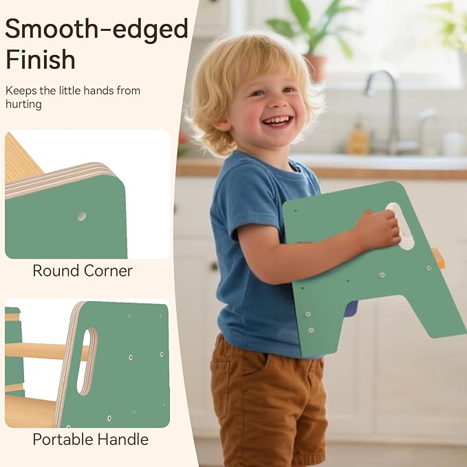 Wingyz Wooden Toddler Step Stool, Adjustable Kids Step Stool, 3-Level Height Stepstool for Bathroom Sink, Kitchen, Bedroom,Potty Training