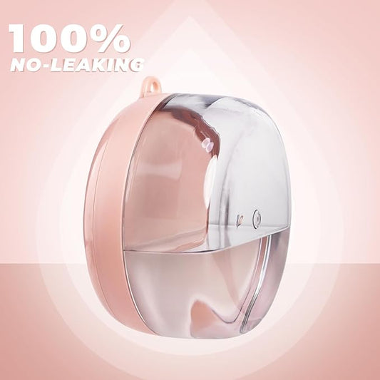 Denture Case, Leak Proof Denture Bath Cup, Denture Soaking Container Cups for Dentures, Retainers, Mouth Guard Storage Case, Full & Partial Denture Cleaning Holder Box with Strainer, Pink