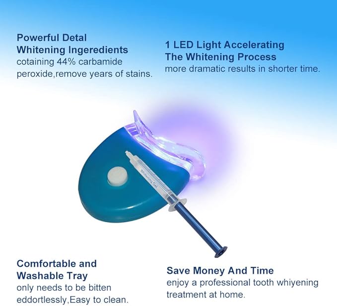 Teeth Whitening Kit with LED Light, 10PCS 3ML Teeth Whitening Gel Syringes Refill, Tooth Whitener for Home Use
