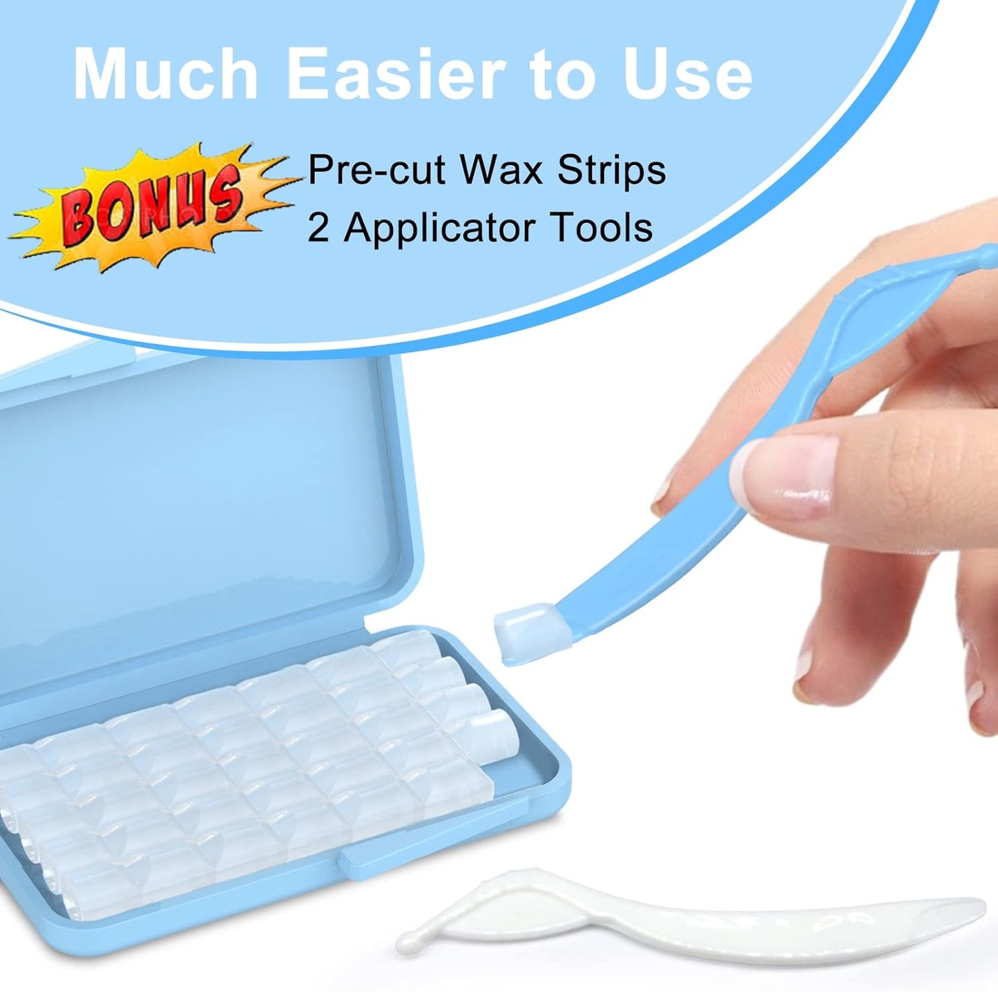 Braces Wax, Premium 50 Precut Orthodontic Wax Strips 350+ Dots, Blue Cases, w/Storage Box & 2 Applicator Tools, Food-Grade Dental Wax for Braces - Stick Better (Mint+Aloe Vera +Vitamin E)