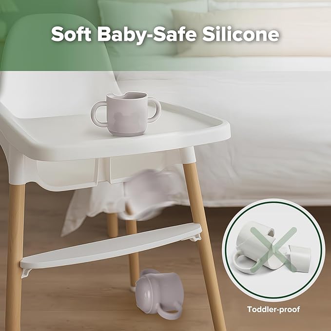 haakaa Silicone Toddler Cups, BPA Free Drop-Proof Training Open Cups for Baby 6 Months+, 5 Ounce (Suva Grey)