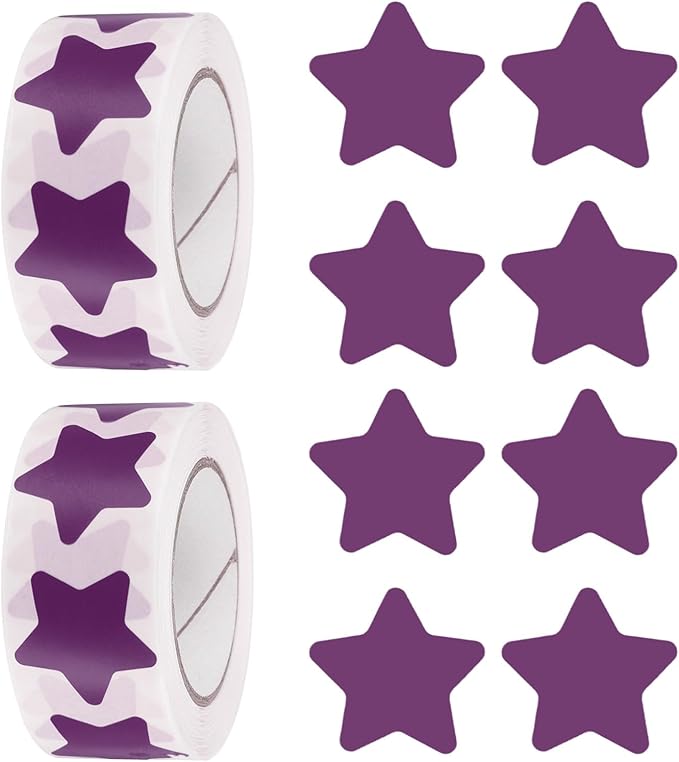 PATIKIL Star Stickers Roll 1 Inch(25mm), 1000pcs Reusable Self-Adhesive Star Labels for Reward Behavior Chart Teachers Business Decorating Wedding DIY Crafts, Purple