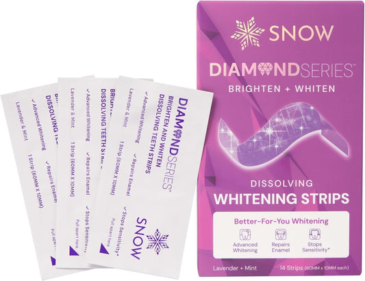 Snow Diamond Series Purple Whitening Strips - Dissolving Teeth Whitening Strips for Sensitive Teeth, Instant Brightening with Hydroxyapatite, Color-Correcting Purple Formula, 14 Count