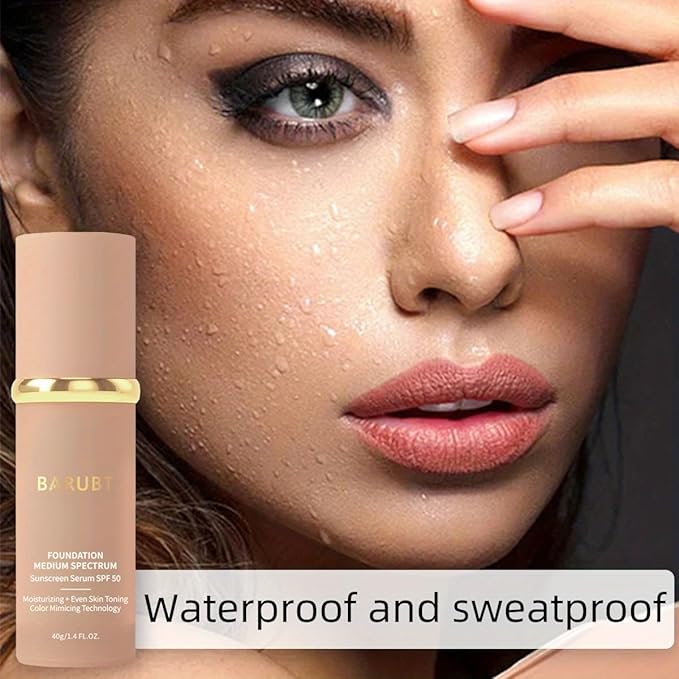 4 in 1 Color Changing Foundation with SPF 50 - Moisturizing Medium-Full Coverage Concealer, Medium Spectrum Foundation Cream, Long-Lasting Lightweight Makeup Liquid, Natural Look Cosmetics