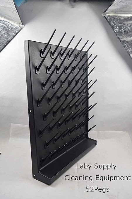 Lab Supply Drying Rack Pegboard Bench-top Wall-Mount Laboratory Glassware 52 Detachable Pegs Lab Drying Draining Rack Cleaning Equipment (Black)