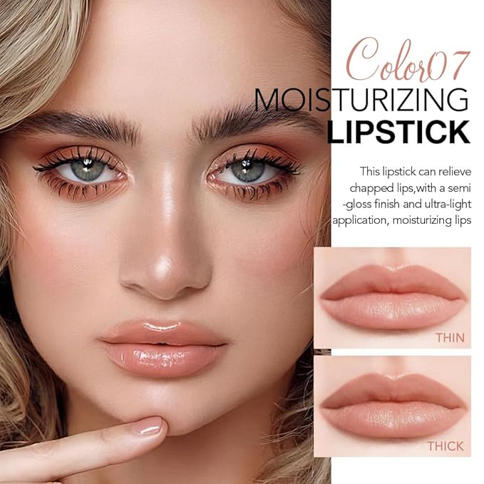 1Pcs Tinted Lip Balm Moisturizing Lipstick – Waterproof Hydrating Matte Lip Balm for Women, Creamy Natural Color Stain for Dry Lips, Soft Matte Finish with Subtle Scent (#07 Almond Skin)