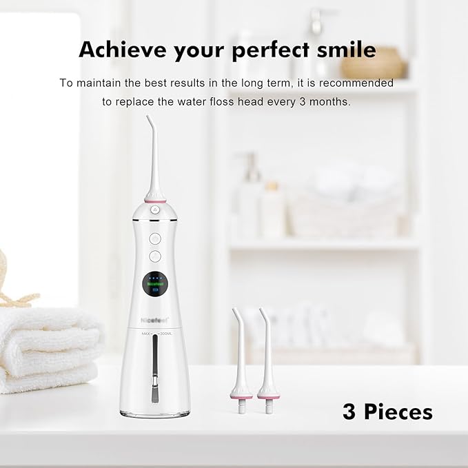 Replacement Tips for Oralfree,Nicwell,Nicefeel,COSLUS,Mospro,Zerhunt,McNaval Water Flosser, Replacement Heads Oral Irrigator Jet Tip Nozzel,White（3 Pack）