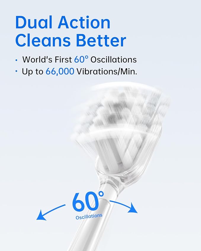 Laifen Wave Electric Toothbrush, Oscillation & Vibration Sonic Electric Toothbrush for Adults with App, 3 Brush Heads, IPX7 Waterproof Magnetic Rechargeable Travel Powered Toothbrush ABS(Blue)