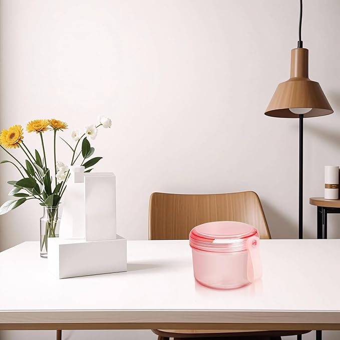 Leak Proof Travel Denture Bath Case for Full Dentures, Denture Cups for Soaking Dentures, Denture Container Cups with Brush for Dentures, Aligner, Retainers, Mouth Guard (Transparent Rouge)