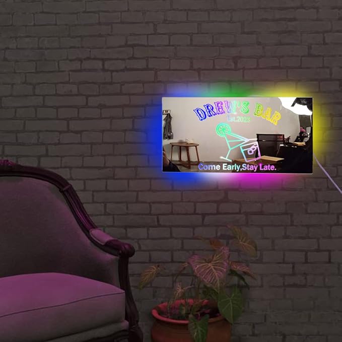 Custom LED Name Mirror Light - Multi Colour Lighting, Bar, Barber Shop Decor