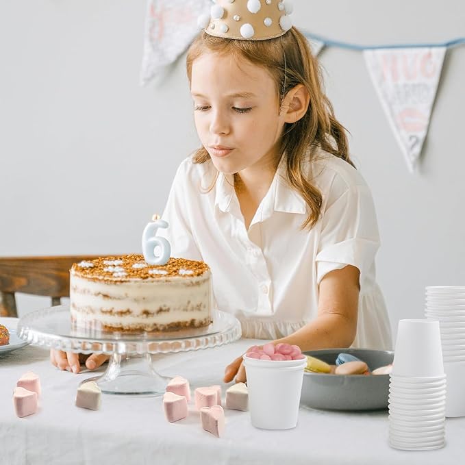 100 Pack 3 oz Paper Cups White, Small Mouthwash Cups 3 OZ, Mini Disposable Bathroom Cups, Paper Cups 3 Ounce for Bathroom, Supermarket, Birthday Party, Travel, Events, Picnic, BBQ