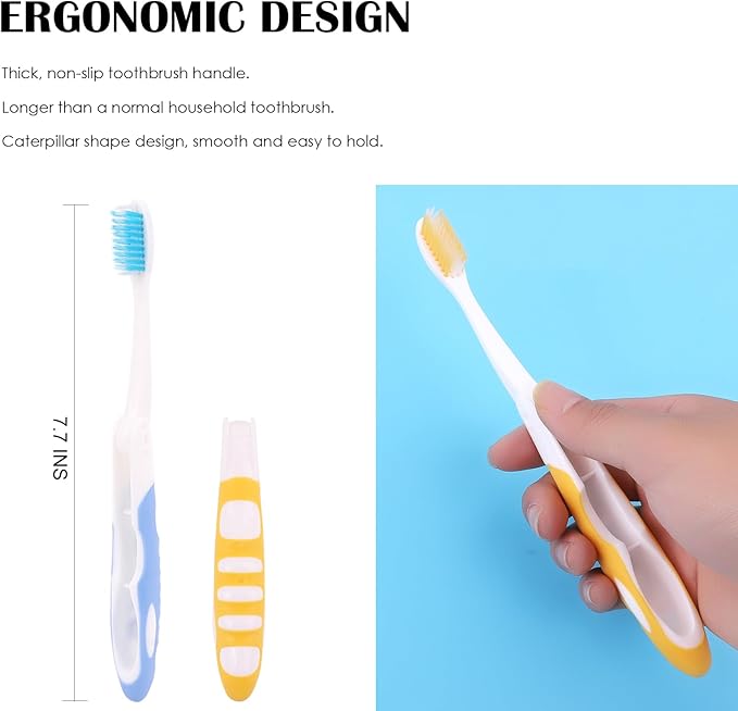 EasyHonor Folding Toothbrush - Soft Potable Travel Size, Individually Wrapped for Home, School, Camping Supplies(12 Pcs)