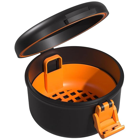 ARGOMAX Leak Proof Retainer Cleaner Case, Denture Cups for Soaking Dentures, Denture Travel Case (Black + Orange).