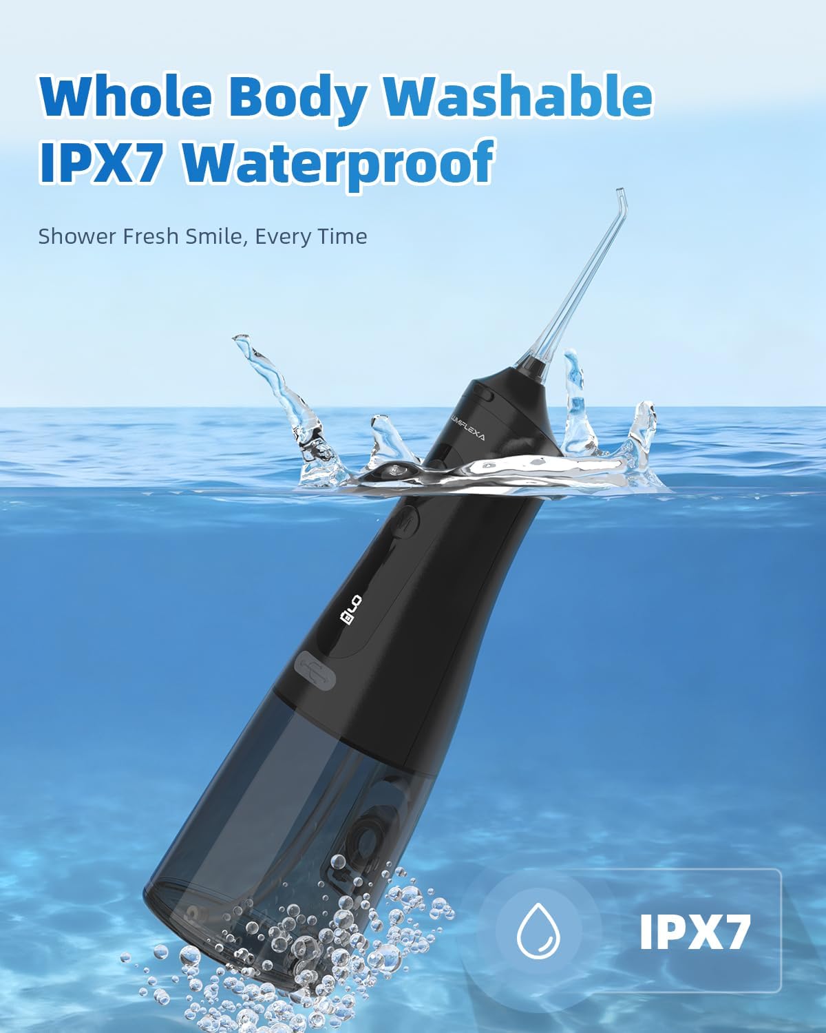 Water Dental Flosser, 300ML Cordless Oral Irrigator Rechargeable Dental Flosser Picks with 9 Levels 5 Jet Tips,IPX7 Waterproof Teeth Cleaner for Braces Gum Care (Black)