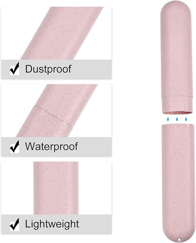 VOCOSTE 4pcs, Traveling Toothbrush Holders Case, PP Toothbrush Case for Travel Business, Beige, Pink, 8.07''x1.22''x0.83''