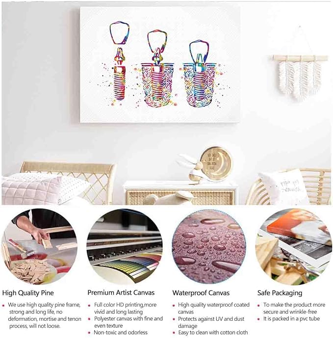MBARE Watercolor Painting Canvas,Dental Implant Watercolor Print Tooth Art Dental Clinic Decor Dentistry Student Science Dentist Gift Doctor~-12"X18" Canvas Print With Frame