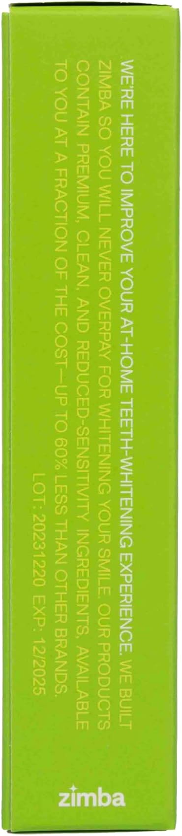 Zimba Coconut Flavored Teeth Whitening Strips | Vegan, Enamel Safe Hydrogen Peroxide Teeth Whitener for Coffee, Wine, Tobacco, and Other Stains | 14 Day Treatment | Coconut