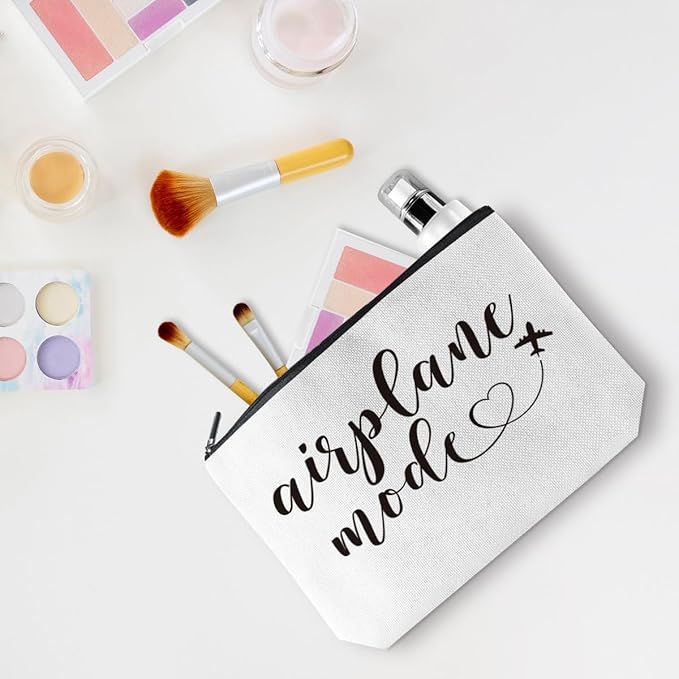 Funny Airplane Travel Gifts for Women Makeup Bag Travel Essentials Cosmetic Bag Travelers Toiletry Bag Flight Vacation Gifts for Sister Travelers Girls Trip Birthday Mothers Day Anniversary
