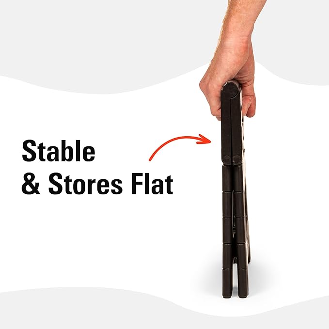 Kikkerland Rhino Foldable Step Stool – Holds Adults up to 300 Lbs, Best for Kitchen & Bathroom – Collapsible, Portable, Lightweight Stepping Stool with Sturdy, Non-Slip Design – Black, 8”