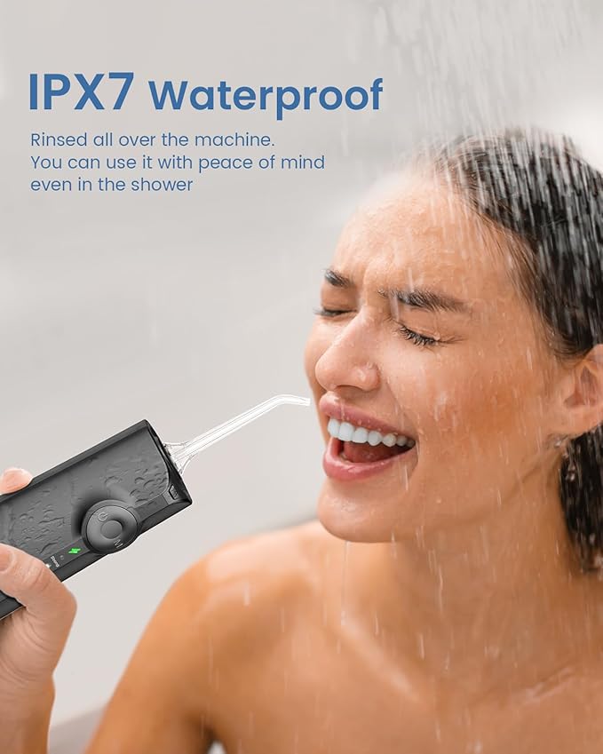 Water Flosser Teeth Pick: 9 Jet Tips Cordless Oral Irrigator with 300ML, 5 Modes Portable Power Dental Flossers, IPX7 Waterproof Rechargeable Electric Waterflosser Machine for Home Travel, Black