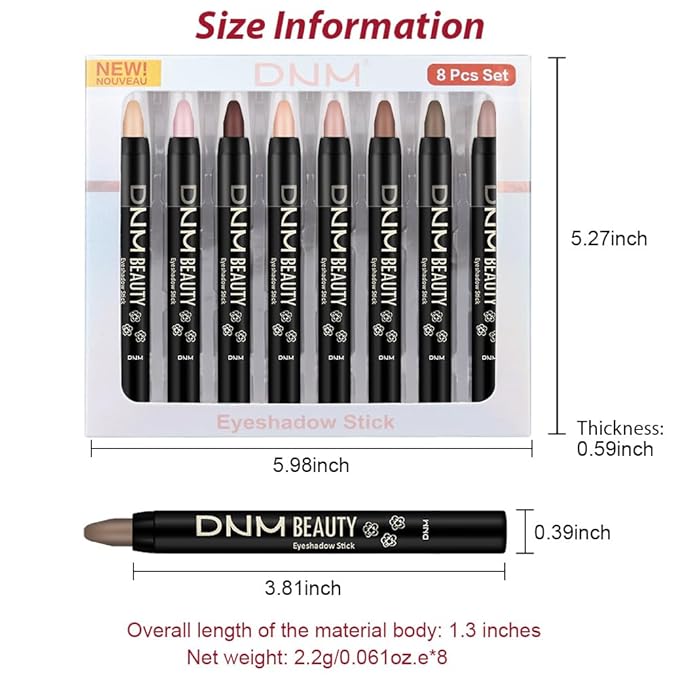 evpct 8Pcs Cream Eyeshadow Stick Set for Women, Beige Nude Pink Mauve Brown Taupe Black Cocoa Chocolate Matte, Silky Matte Eyeshadow Applicator Sticks Waterproof, Blendable Eye Makeup sombras para ojo