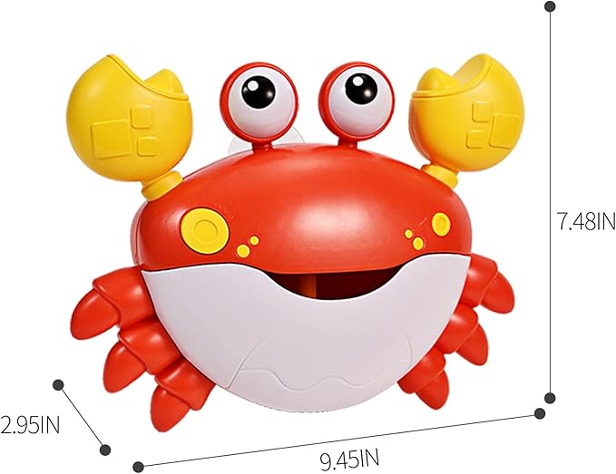 Deejoy Crab Bubble Bath Maker for The Bathtub,Blows Bubbles and Plays 12 Children’s Songs,Sing-Along Bath Bubble Machine Baby, Toddler Kids Toys Makes Great Gifts for 3 Years Girl Boy (Red)