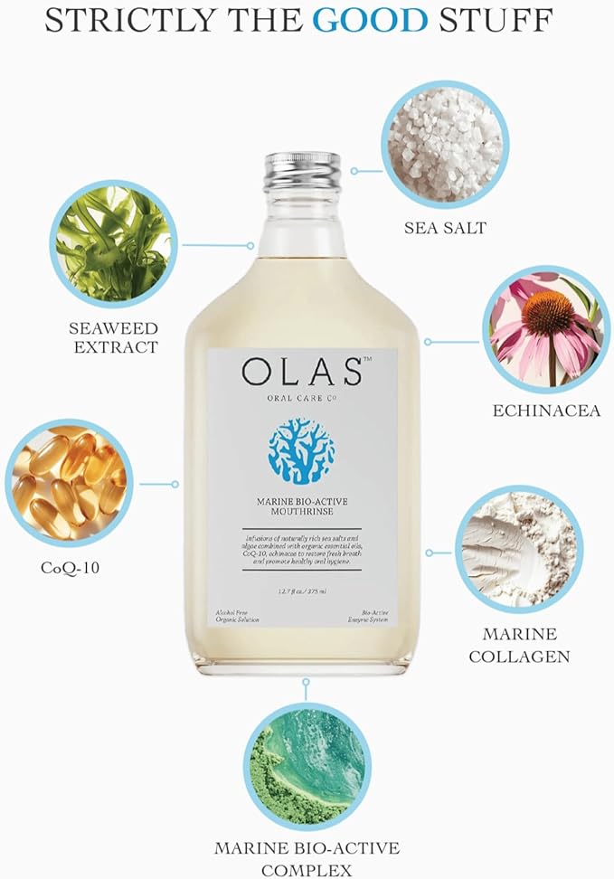 OLAS Oral Care Duo – Marine Bio-Active Toothpaste (3.5oz) & Alcohol-Free Mouthwash (200ml) – Fluoride-Free, SLS-Free, Dentist-Formulated for a Healthy Oral Microbiome