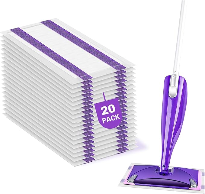 20 Count Disposable Mop Pads Refills for Swiffer Wet Jet Spray Mops, Wet Jet Mopping Pads for All Purpose Multi Surface Hardwood Floor Cleaning, 4 Layers Thickened and Super Absorbent.