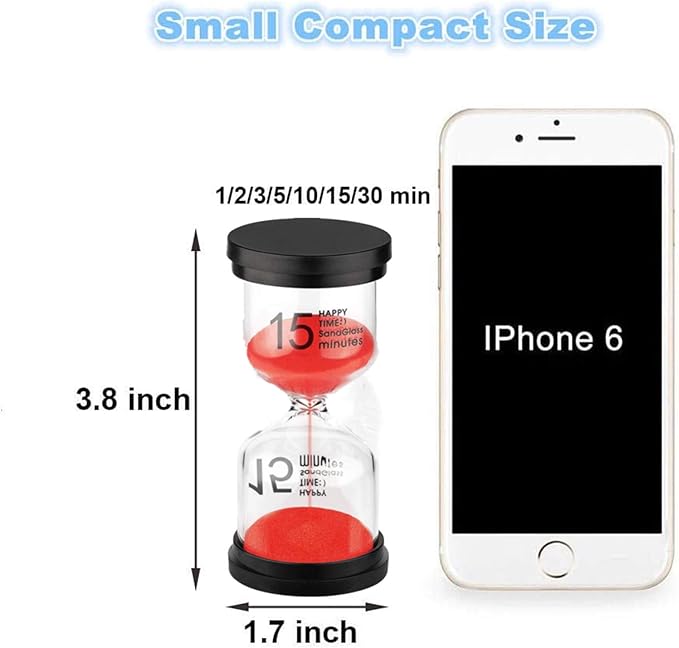 SuLiao 1 Minute Sand Timer, Plastic Red Sand Clock 1 Min, Mini Reloj De Arena One Minuto, Colorful Hourglass Sandglass for Kids, Student, Classroom, Decorative