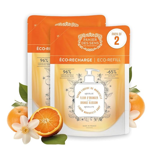 Panier des Sens - Liquid Hand Soap Refills – Orange Blossom Foaming Hand Soap Refill – French Coconut Oil Moisturizing Hand Wash - Kitchen & Bathroom Hand Wash- Soft Soap Refill 96% Natural - 34 Floz