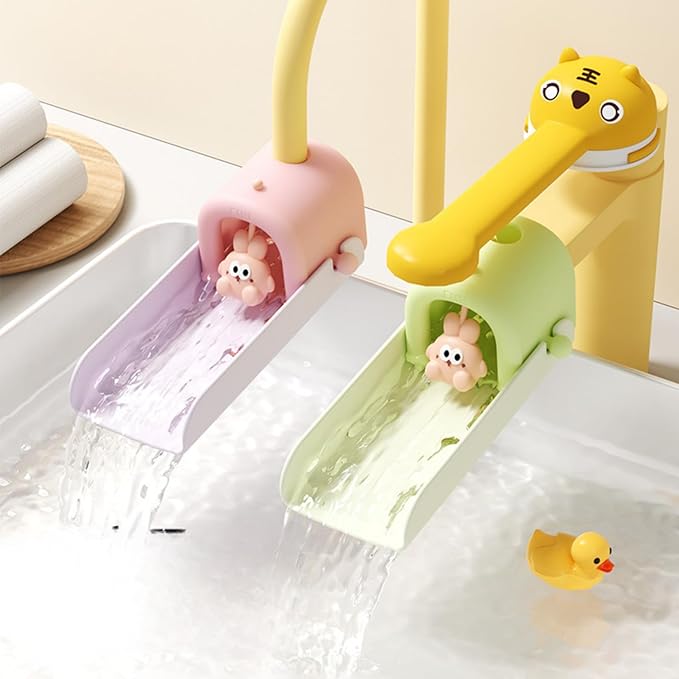 Faucet Extender Temperature Sensitive for Toddlers Silicone Sink Extender for Toddlers Faucet Extender for Babies Kids Children (Green)