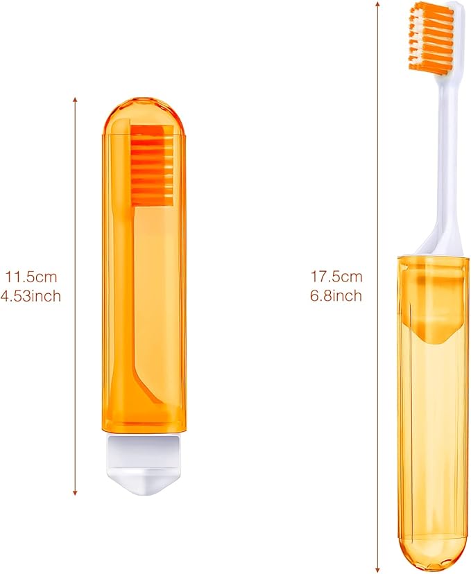 Patelai 8 Pieces Travel Toothbrush Set, Soft Bristle Mini Foldable Tooth Brush with Case, Individually Wrapped Small Portable Travel Size Toiletries Stuff for Camping (Bright Color)