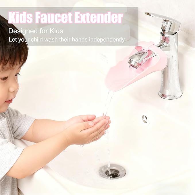 Faucet Extender for Toddlers,Generic Kids Faucet Extender Sink Extender for Kids Hand Washing, Suitable for Bathroom, Bathtub Sink, Fits Most Faucets(Pink)