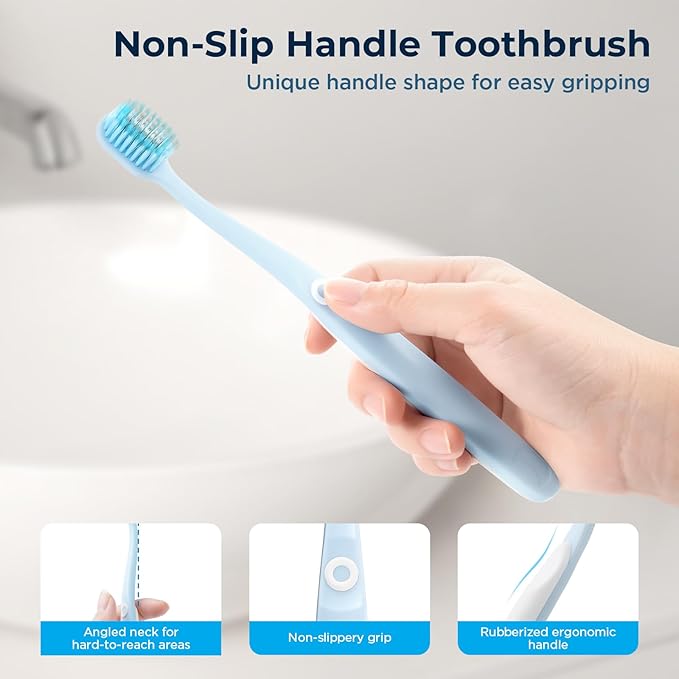 Night Cleanliness Triple-Layer Soft Bristle Toothbrush, 10000+ Flossing Bristles for Sensitive Gums& Food Debris Removal, Wide Slim Head Soft Toothbrushes for Adults, Pregnant, Elderly, Braces