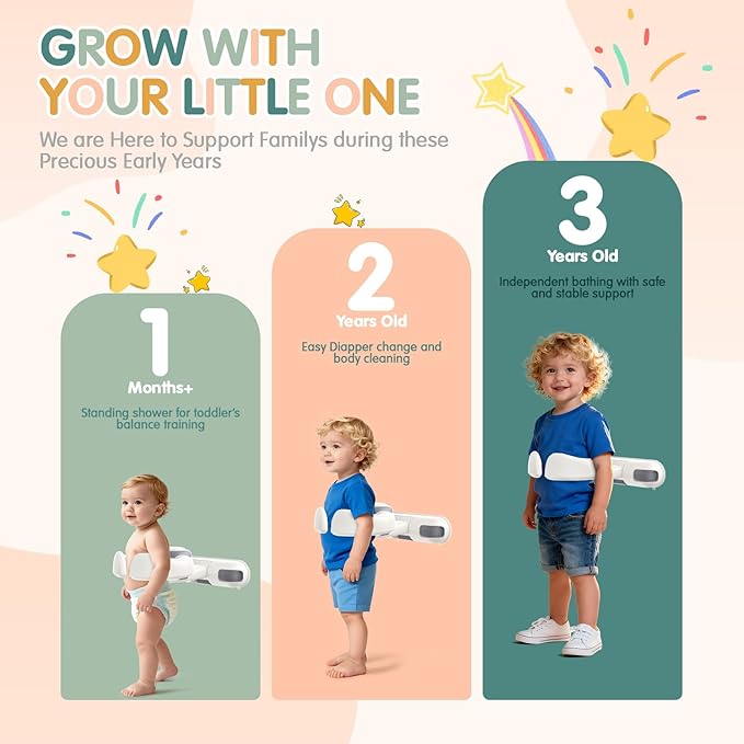 Baby Bath Stand-Baby Shower Stand Duck with Strong Suction Cups. Foldable Adjustable Bath Support for Infants Toddlers 8-36 Months, Babies Shower Gifts Soporte para Bañera de Bebé Toddler Bath Helper