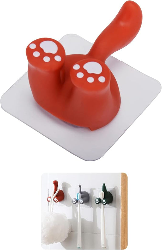 Kid Toothbrush Holder Wall Mounted Cute Animal Tail Toddler Toothbrush Holder for Hanging Bathroom(Squirrel Brown)