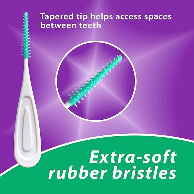 BrightWorks Mint Dental Picks, with Extra Soft Rubber Bristles and Flexible Tip, Clean Gently and Effectively Between Teeth, Travel Case Included, 3 Packs (64 Per Pack) [192 Total Picks]