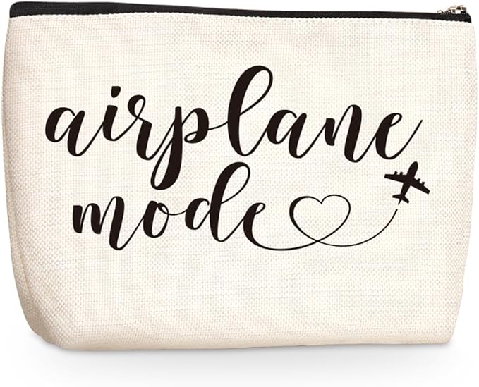 Funny Airplane Travel Gifts for Women Makeup Bag Travel Essentials Cosmetic Bag Travelers Toiletry Bag Flight Vacation Gifts for Sister Travelers Girls Trip Birthday Mothers Day Anniversary