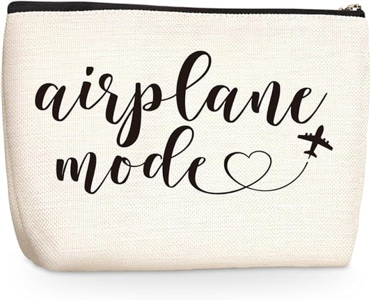 Funny Airplane Travel Gifts for Women Makeup Bag Travel Essentials Cosmetic Bag Travelers Toiletry Bag Flight Vacation Gifts for Sister Travelers Girls Trip Birthday Mothers Day Anniversary