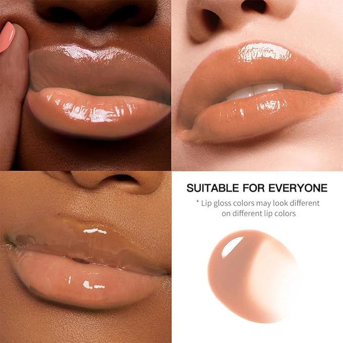 Brown Nourishing Lip Plumper Gloss, Light Brown Moisturizing High Shine Lip Glow Oil, Long Wear Hydration Mini Liquid Lipstick Makeup, Fresh Lightweight Glossy Plumping Lip Gloss for Women(07#)