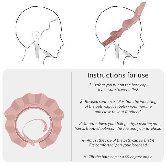 KOMIDK Baby Kids Shower Cap Shampoo Bath Bathing Hat Silicone Adjustable Washing Hair Shower Bathing Protection Shower Cap for Toddler, Baby, Kid, Children (Pink)