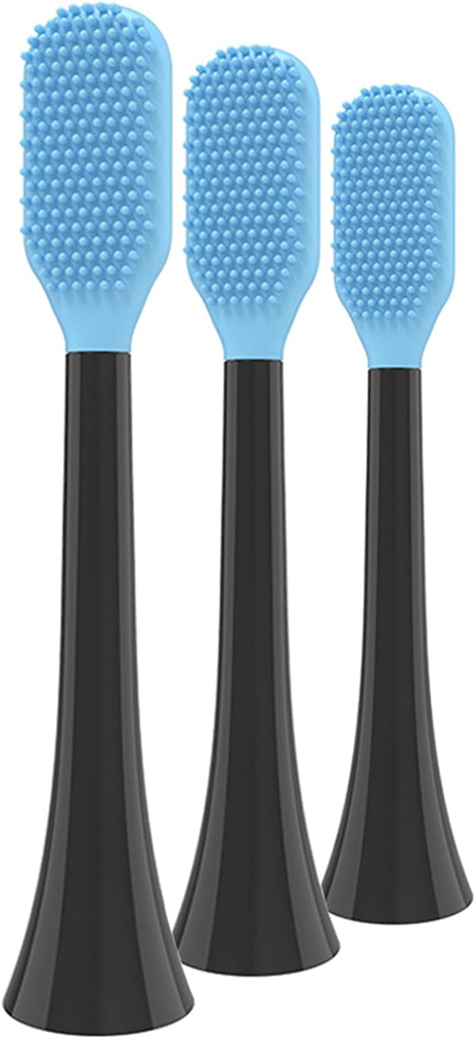 Tongue Scraper Heads for Philips Sonicare Click-On Handles – Gentle & Effective Tongue Cleaner, Fresh Breath, 3 Pack, Replacement Brush Heads (Black, Click-On Handles)