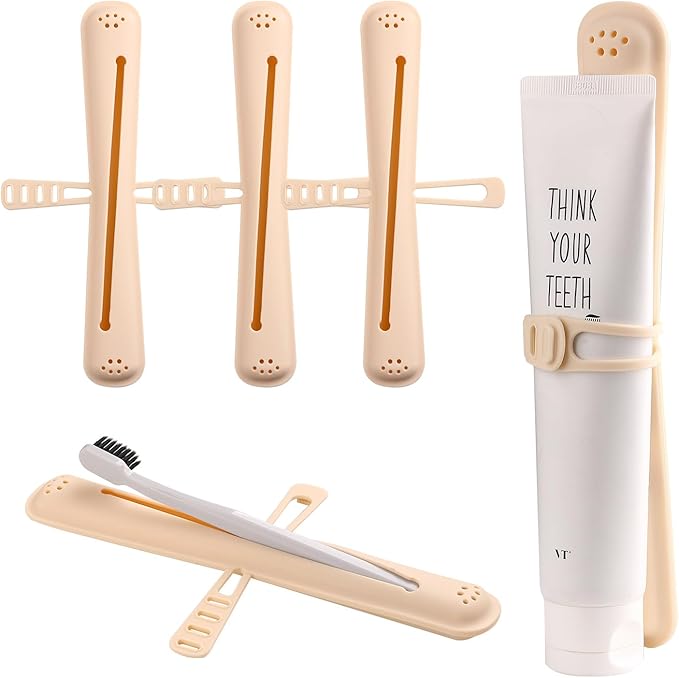 Travel Toothbrush Case, Portable Silicone Tooth Brush Holder with Toothpaste Storage, Compact Toothbrush Container for Traveling, Camping, Home, School, Business-Breathable & Hanging Design(Yellow)