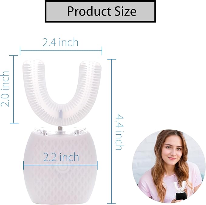 Automatic Toothbrush for Adults - Ultrasonic Electric Toothbrush 30s Timer, Soft Bristles, Wireless Charging Washable Portable for Travel & Home Use Dual-use (White, Adult)