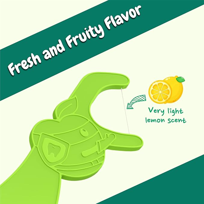 Dr. Ram's Fun Flexi Flossers for Kids - Anti-Ouch Shaped Kids Dental Floss with Puzzle and Game - Light Citrus Fruit Scent Kid Floss (75 Count)