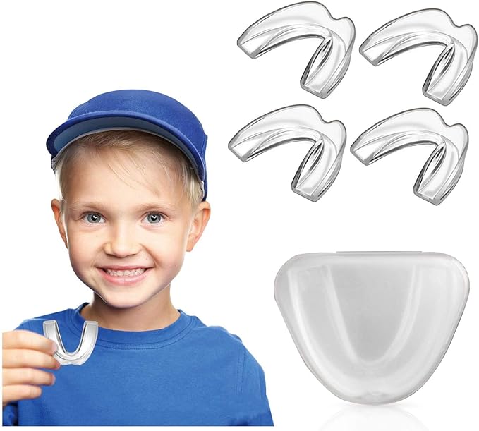 Leesgel Kids Mouth Guard for Grinding Teeth, Teeth Grinding Mouth Guard for Sleep, Kids Moldable Custom Night Bite Guards, Clenching, Bruxism, Sport Athletic, Whitening Tray (4 Pack)