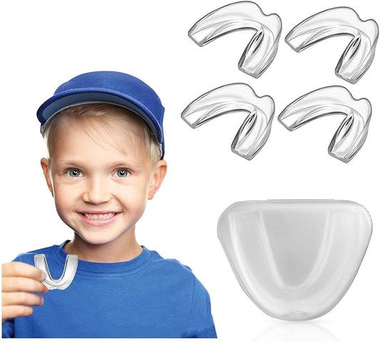 Leesgel Kids Mouth Guard for Grinding Teeth, Teeth Grinding Mouth Guard for Sleep, Kids Moldable Custom Night Bite Guards, Clenching, Bruxism, Sport Athletic, Whitening Tray (4 Pack)