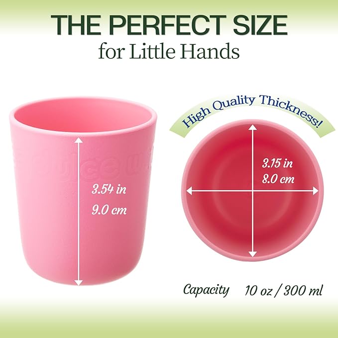 SUGARCANE Kids Cups 10 oz - 5 Pack, USDA & LFGB Certified Toddler Cups - BPA Free - Dishwasher Safe, Reusable, Unbreakable - Multi